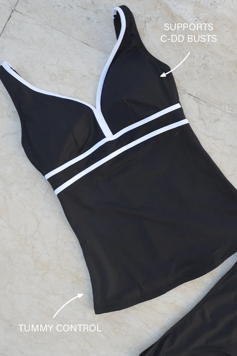 Nip Tuck Promised Aphrodite Audrey Multifit Tankini Top - Black - Image 5