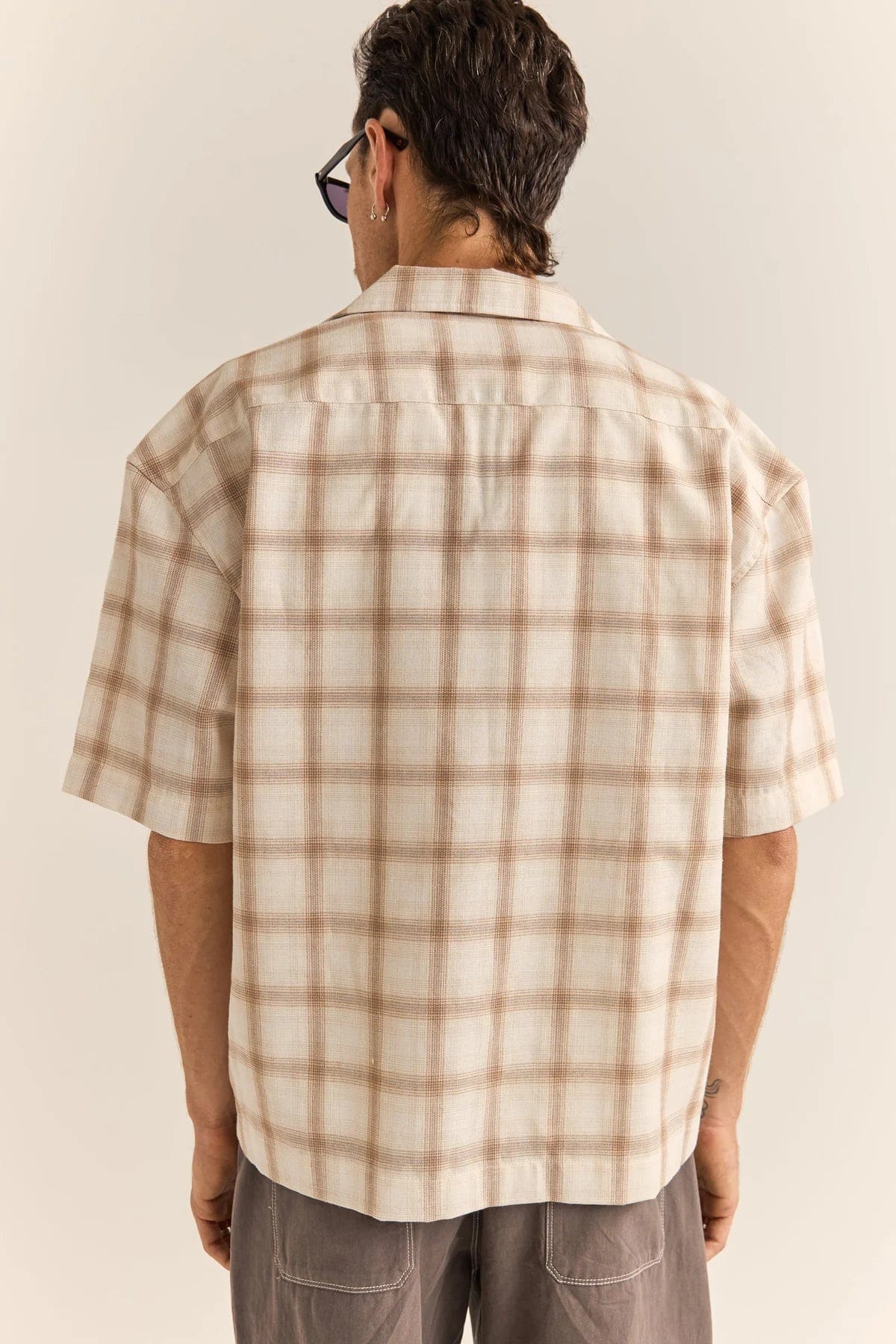 Rhythm Relaxed Check Short Sleeve Shirt - Natural - Image 2