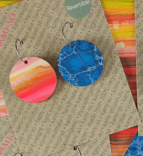 Reversible Circle Recycled Paper Earrings - Small