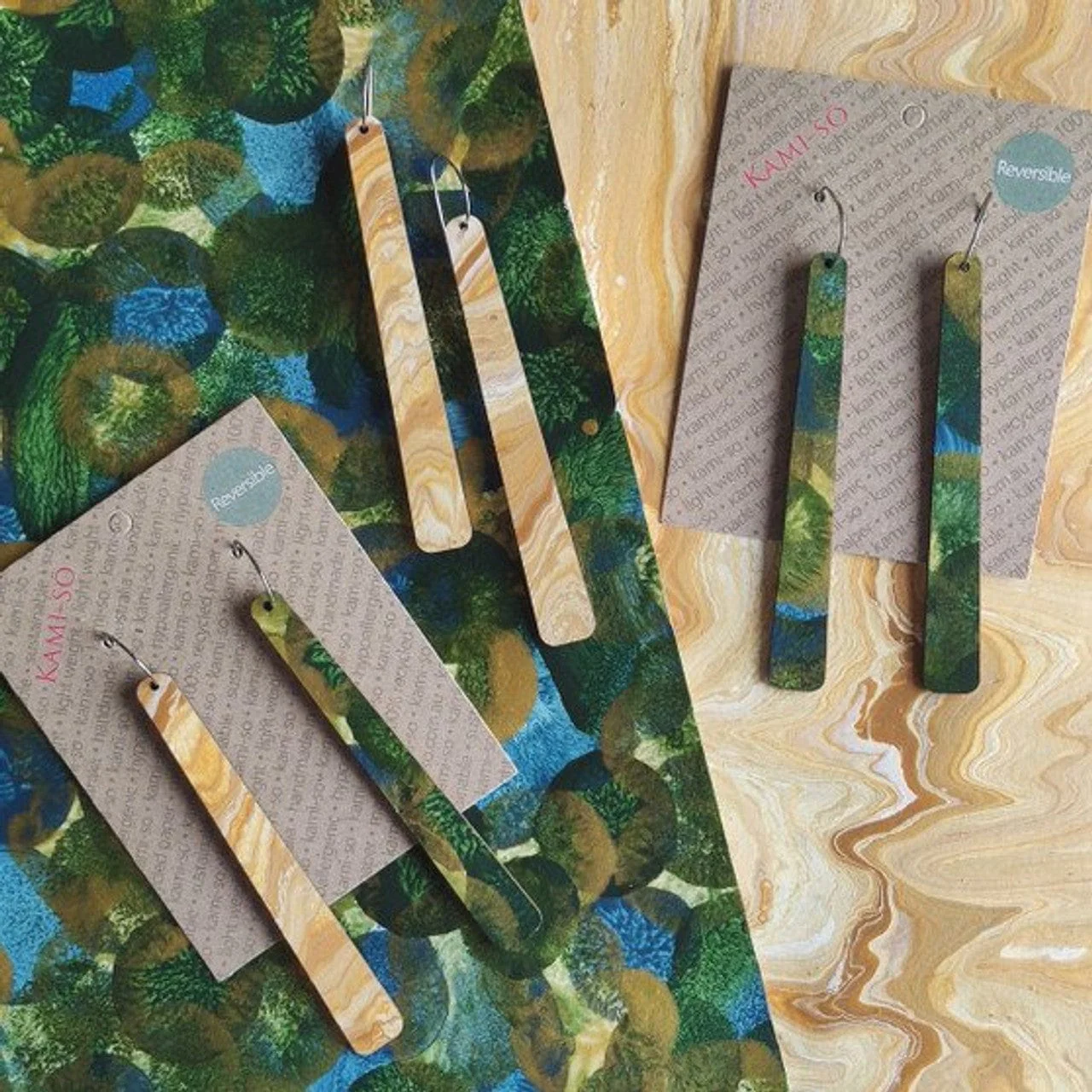 Reversible Paddle Recycled Paper Earrings - Image 2