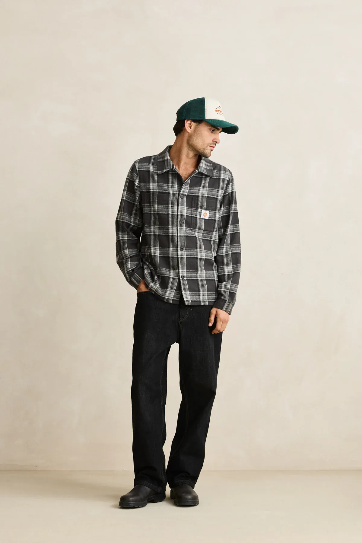 Rhythm Alex Check LS Shirt - Forest - Image 4