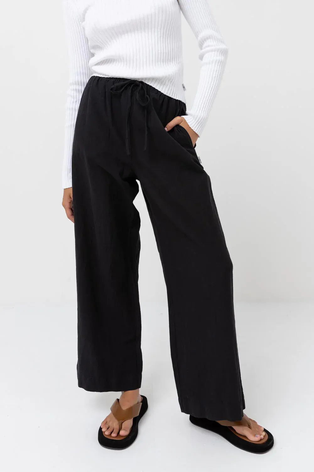 Rhythm Classic Drawstring Pant - Black - Image 3