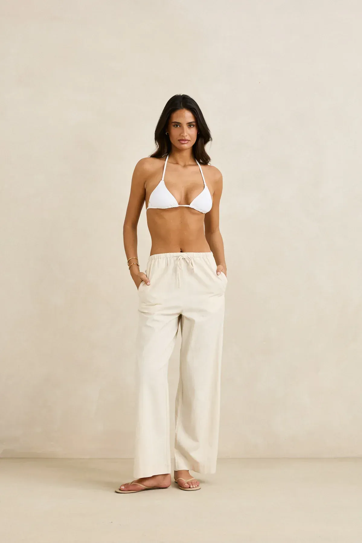 Rhythm Classic Drawstring Pant - Oat