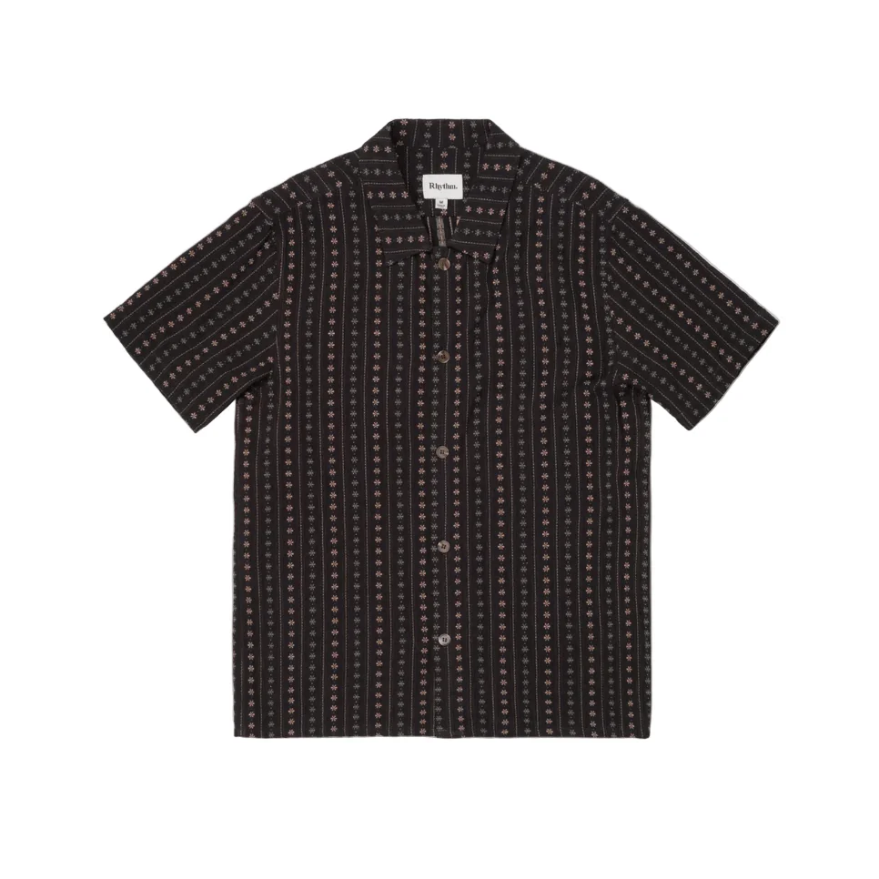 Rhythm Dakota Stripe SS Shirt - Chocolate