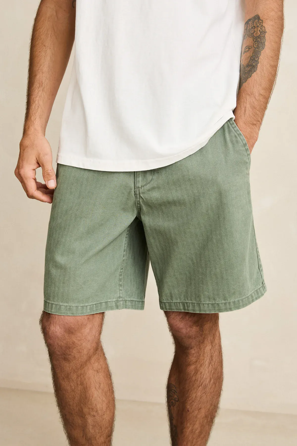 Rhythm Essential Herringbone Short - Olive - Image 3