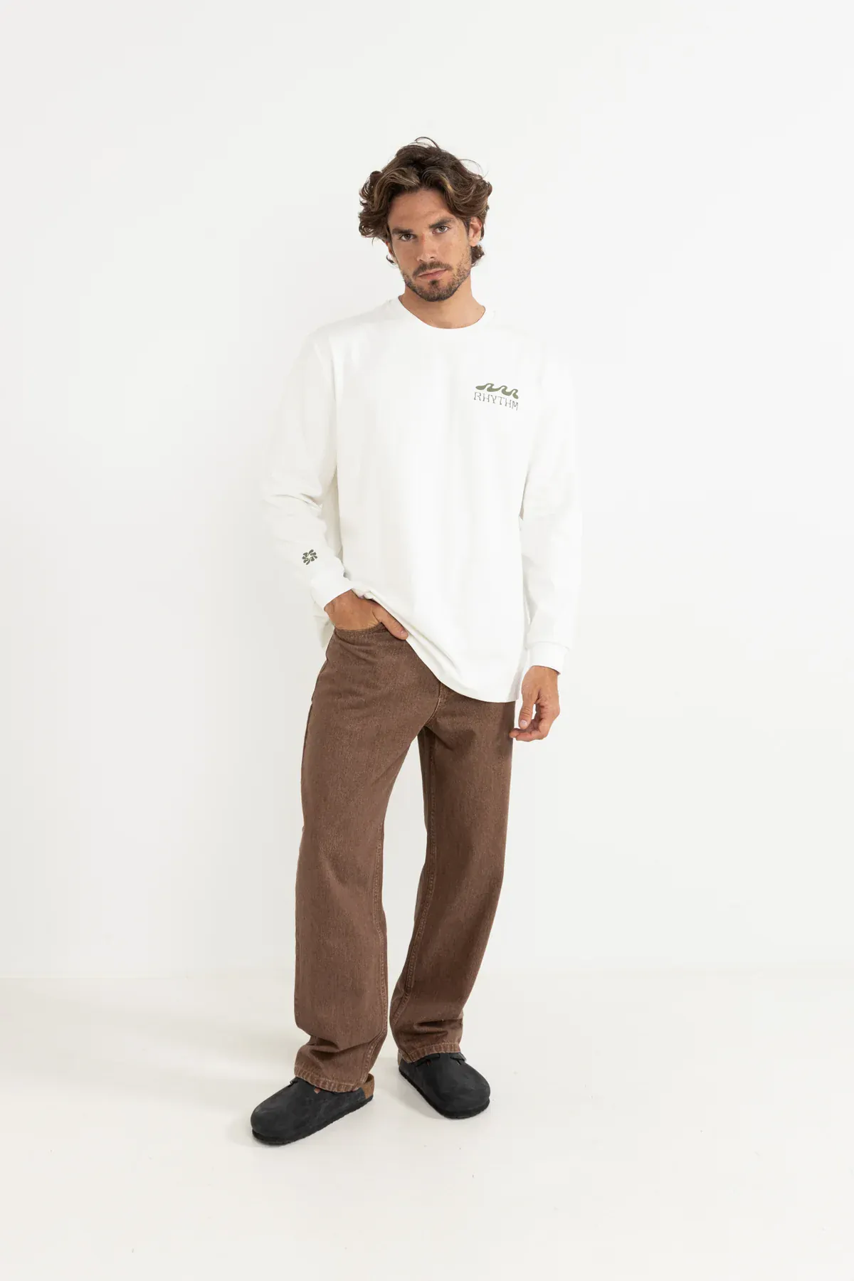 Rhythm Grange Loose Fit LS T-Shirt - Ecru