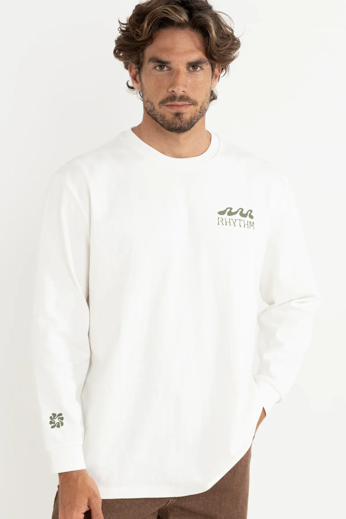 Rhythm Grange Loose Fit LS T-Shirt - Ecru - Image 3