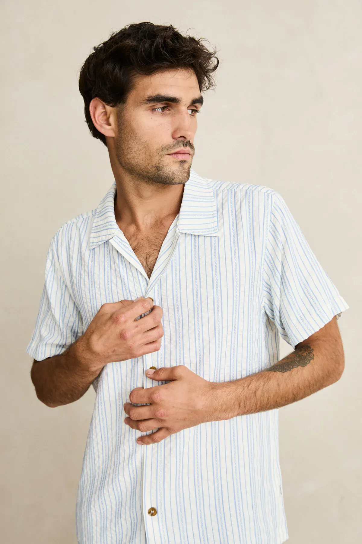 Rhythm Novelty Stripe SS Shirt - White - Image 4