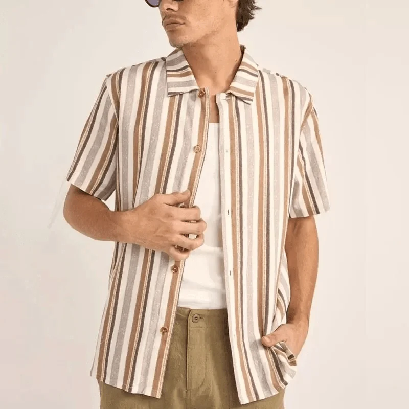 Rhythm Paisley Stripe SS Shirt - Cedar