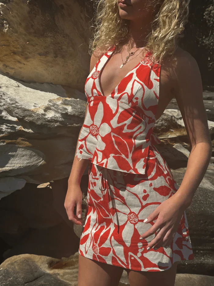 Rhythm Poppy Mini Skirt - Red - Image 4
