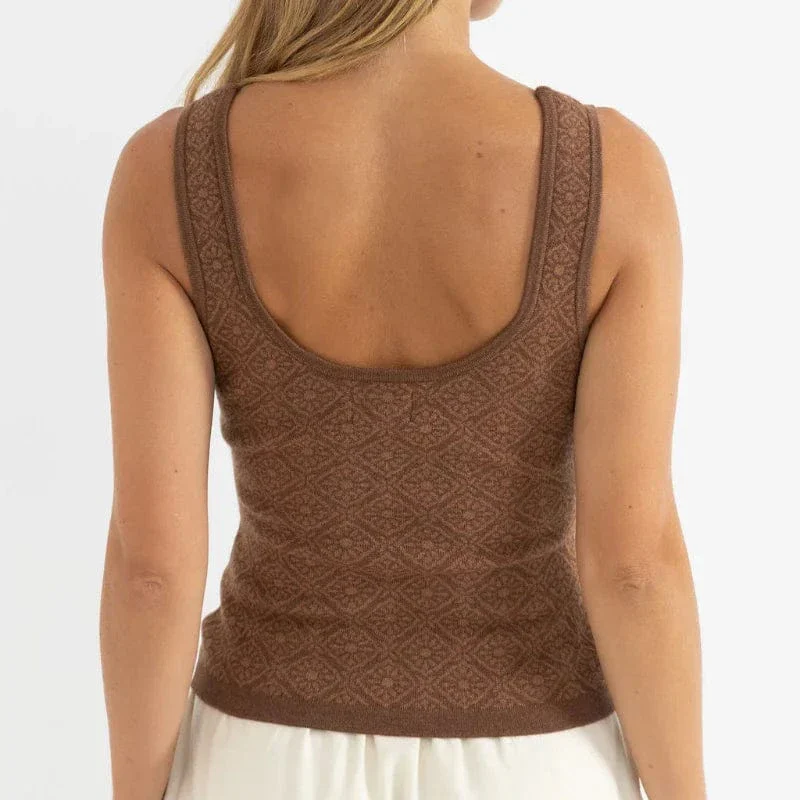 Rhythm Sunset Scoop Neck Knit Tank - Chocolate - Image 2