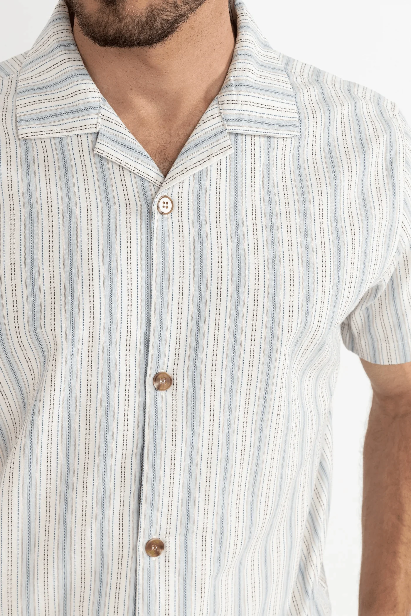 Rhythm Vacation Stripe SS Shirt - Natural - Image 3