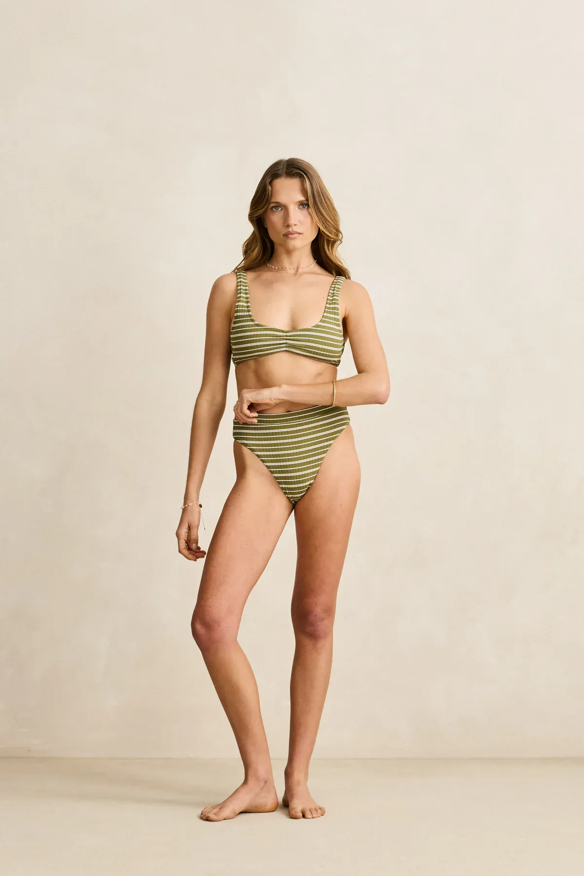 Rhythm Vista Stripe Band High Waist Pant - Olive