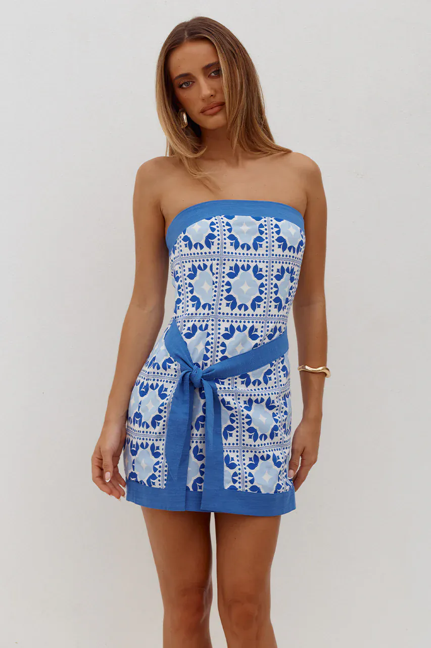 Runaway The Label Lilliana Strapless Mini Dress - Lola Blue
