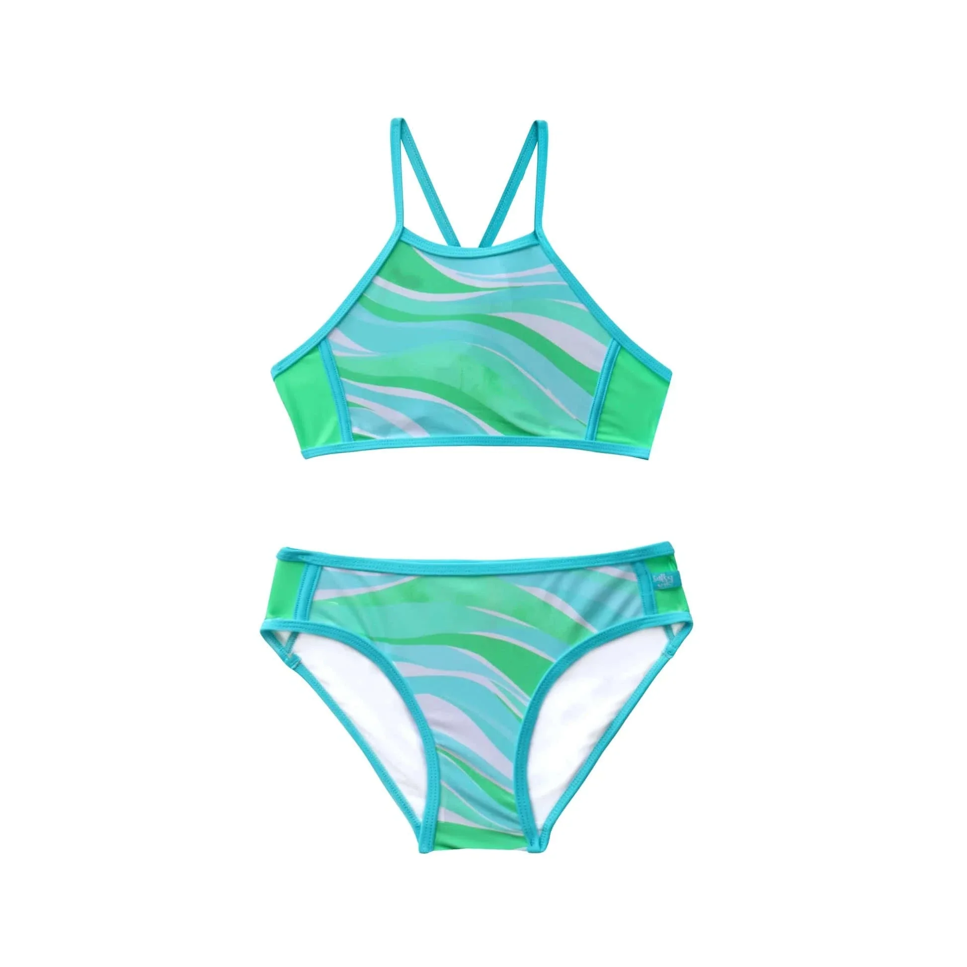 Salty Ink Girls Coastal Wave Bikini - Blue Wave - Image 3