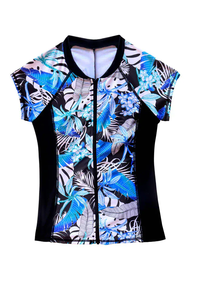 Salty Ink Ladies Kailani Reef Short Sleeve Sunvest - Blue Reef - Image 4