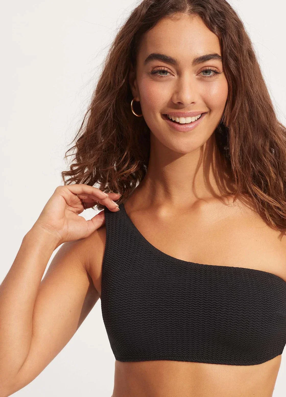Seafolly Sea Dive One Shoulder Top - Black - Image 5