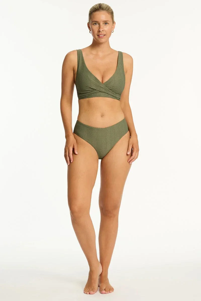 Sea Level Caracus Cross Front Multifit Bra Top - Khaki
