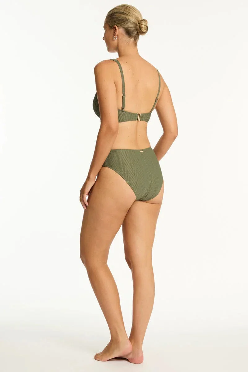 Sea Level Caracus Cross Front Multifit Bra Top - Khaki - Image 3