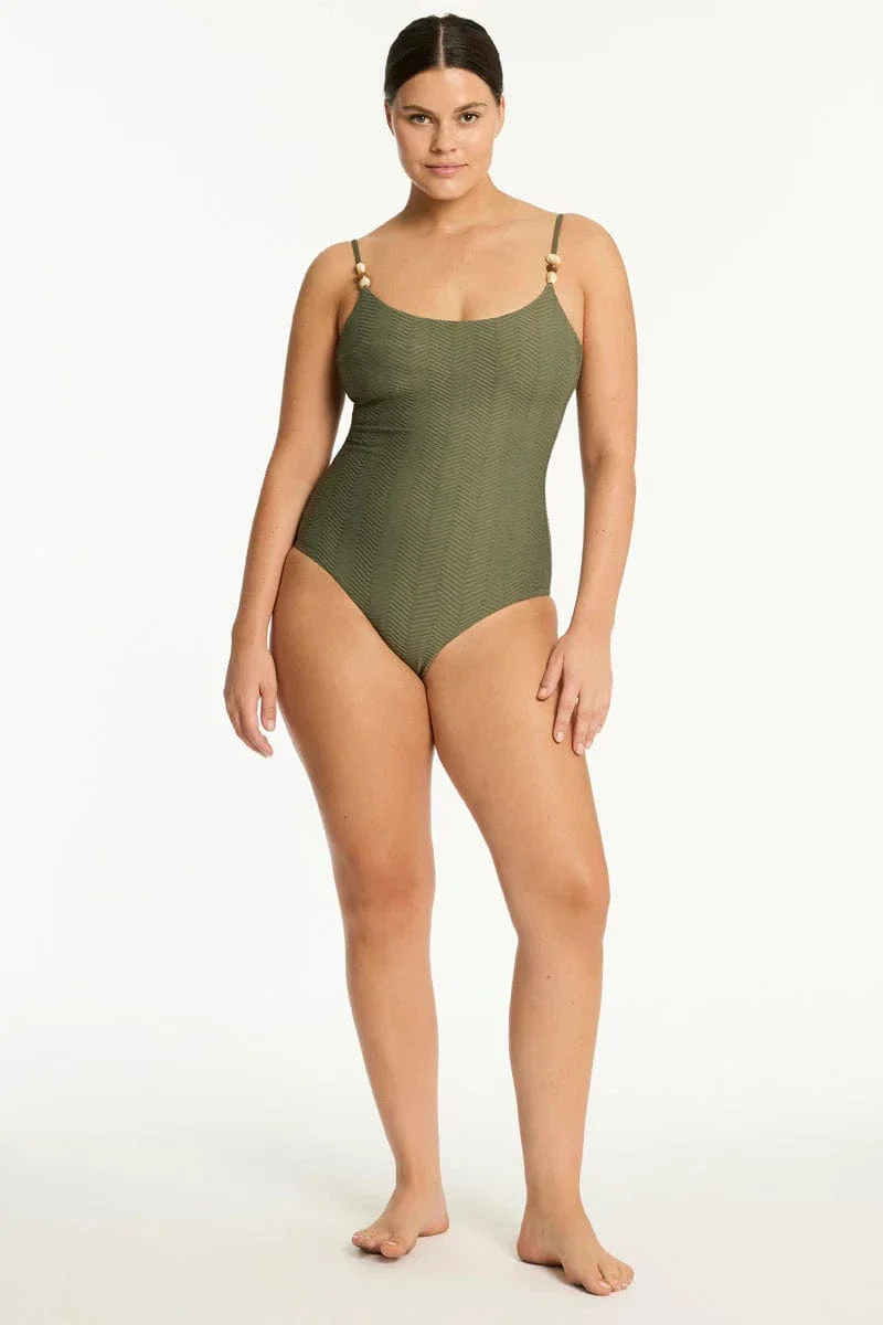 Sea Level Caracus Scoop Neck One Piece - Khaki
