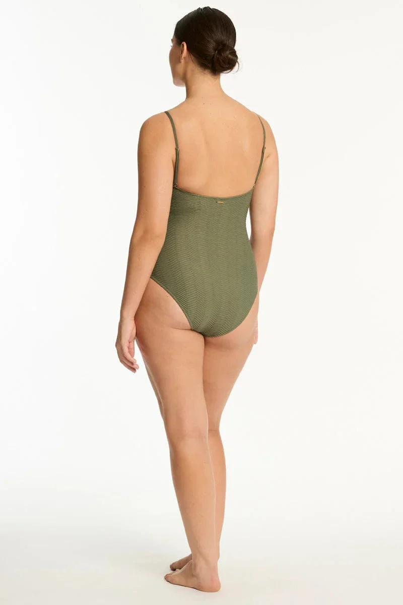 Sea Level Caracus Scoop Neck One Piece - Khaki - Image 3