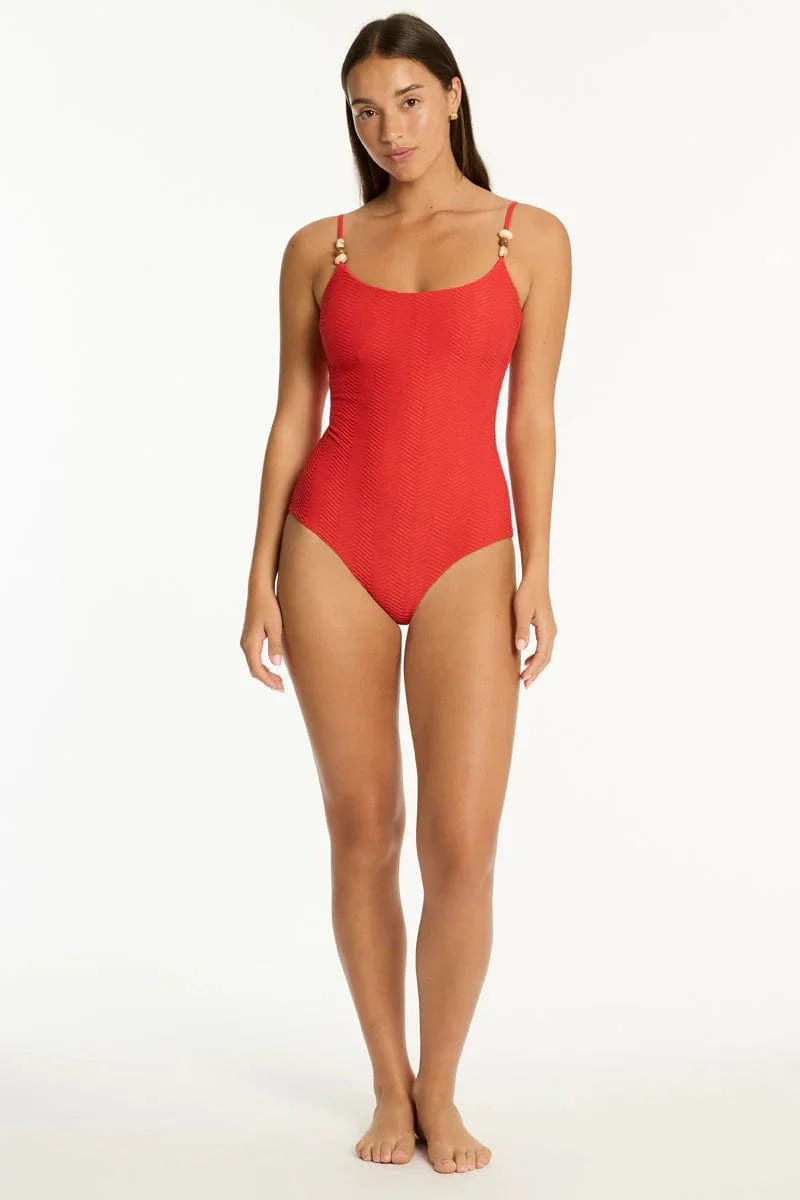 Sea Level Caracus Scoop Neck One Piece - Spice Red