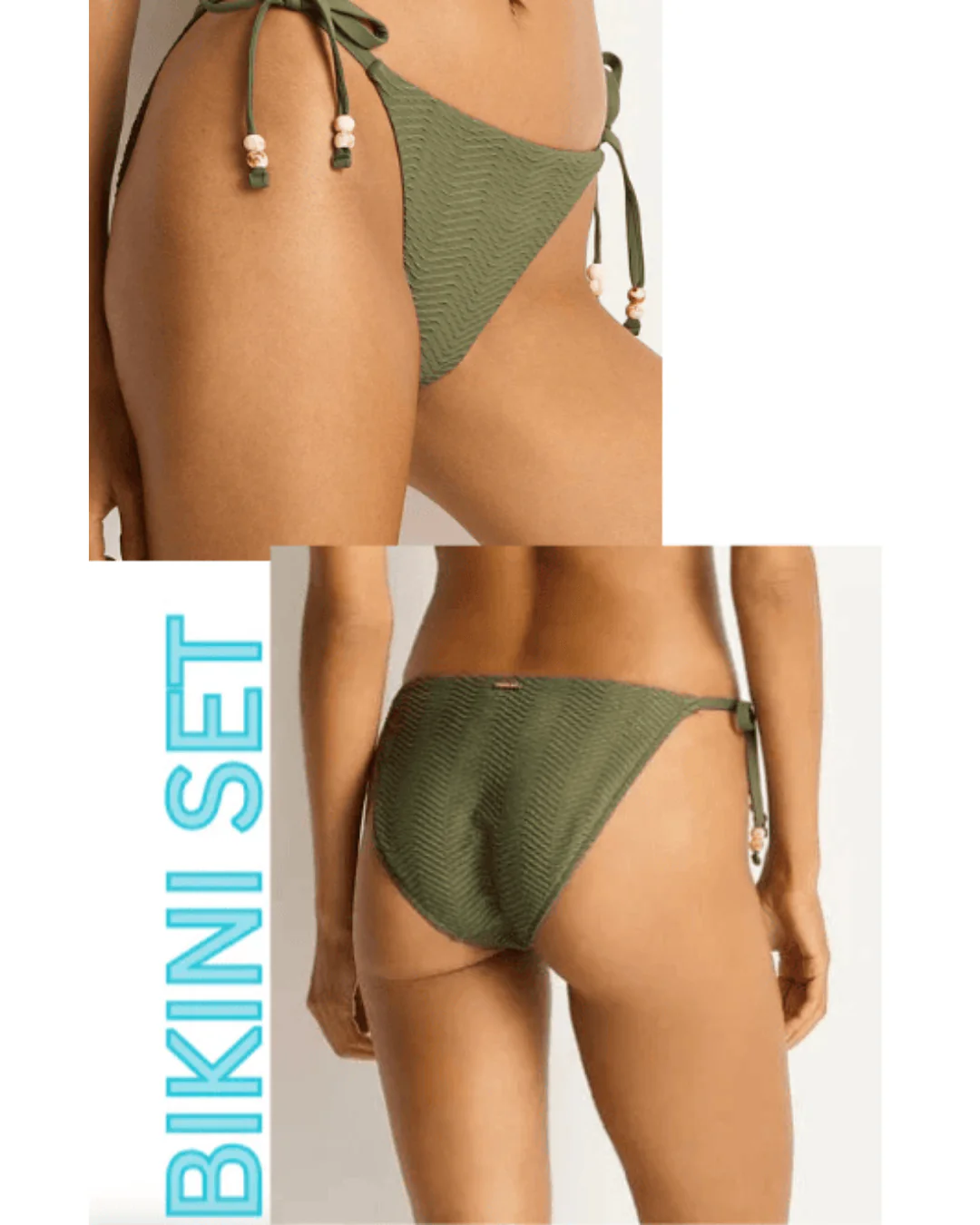 Sea Level Caracus Tri Halter Top & Tie Side Pant Set - Khaki - Image 2