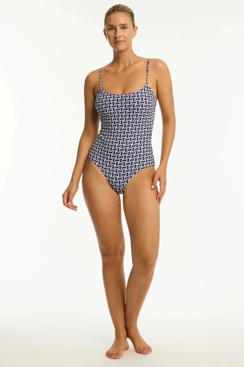 Sea Level Coast Scoop Neck One Piece - Cobalt