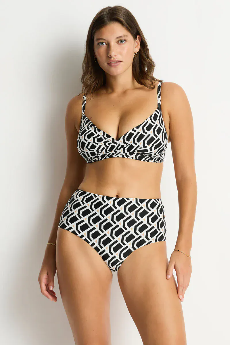 Sea Level Costa Cross Front Bra Top - Black