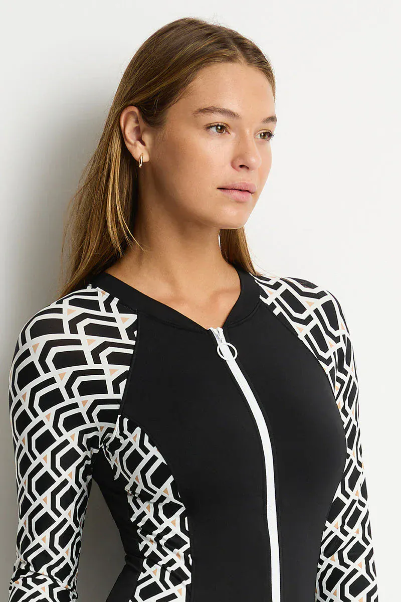 Sea Level Costa Long Sleeve Surf Suit - Black - Image 2