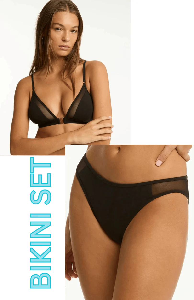 Sea Level Eclipse Cross Back Tri Bra & Regular Cheeky Pant Bikini Set