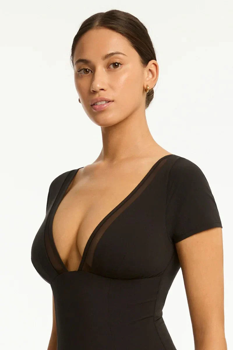 Sea Level Eclipse Short Sleeve Plunge One Piece* - Image 3