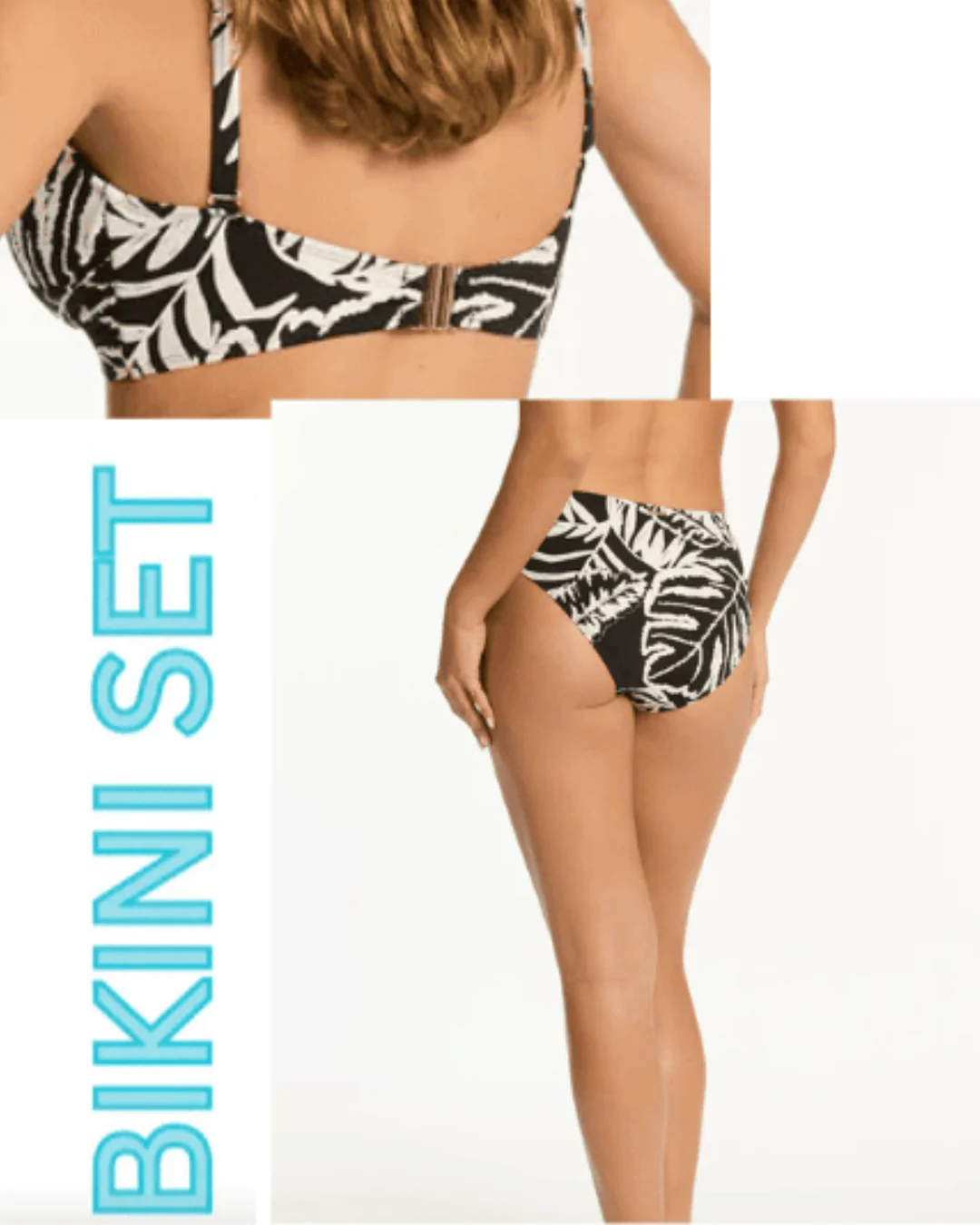 Sea Level Jungle Book G Cup Cross Front Bra Top & Mid Bikini Pant Set - Black - Image 2