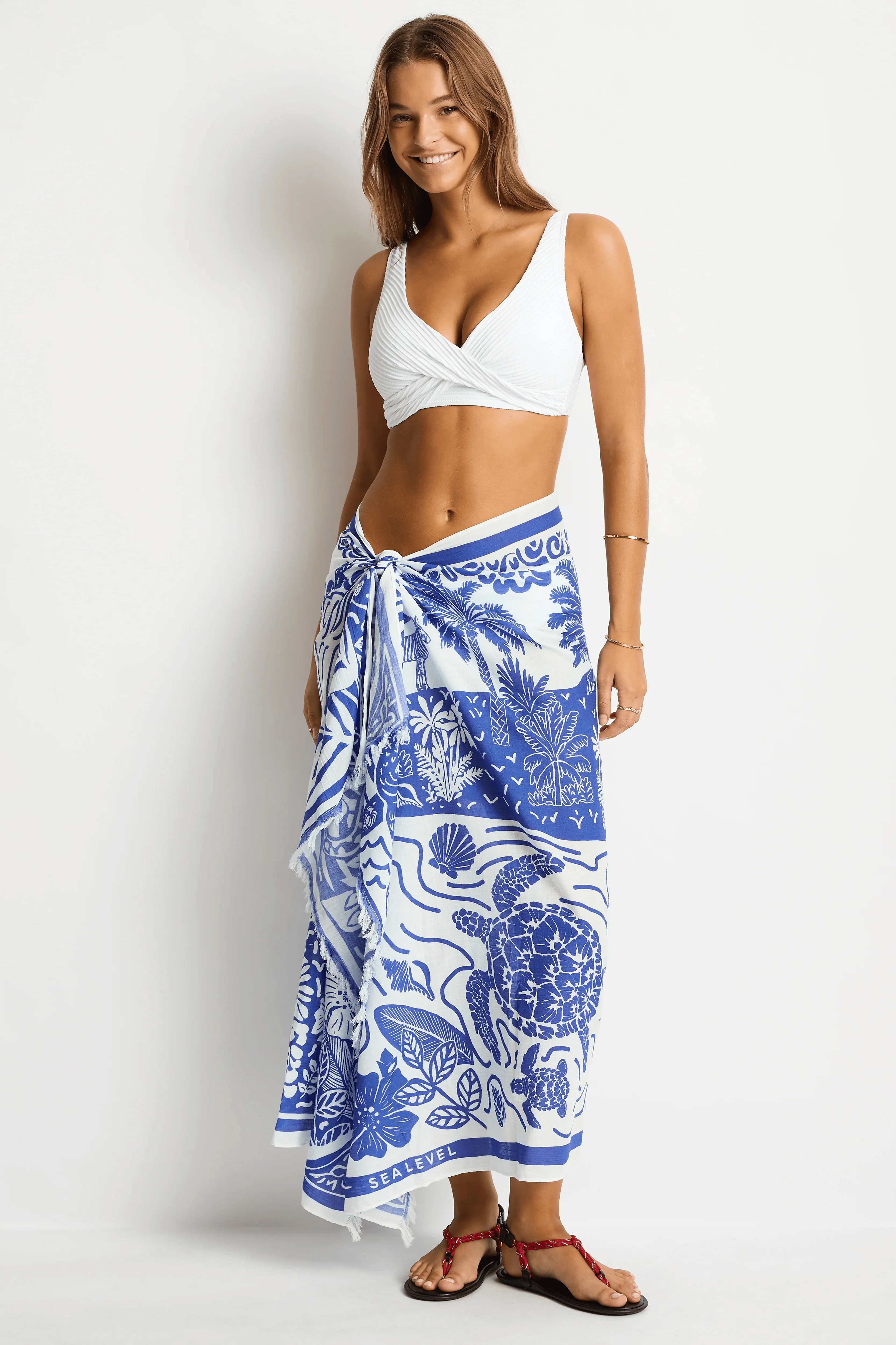 Sea Level Jungle Lino Sarong -Blue