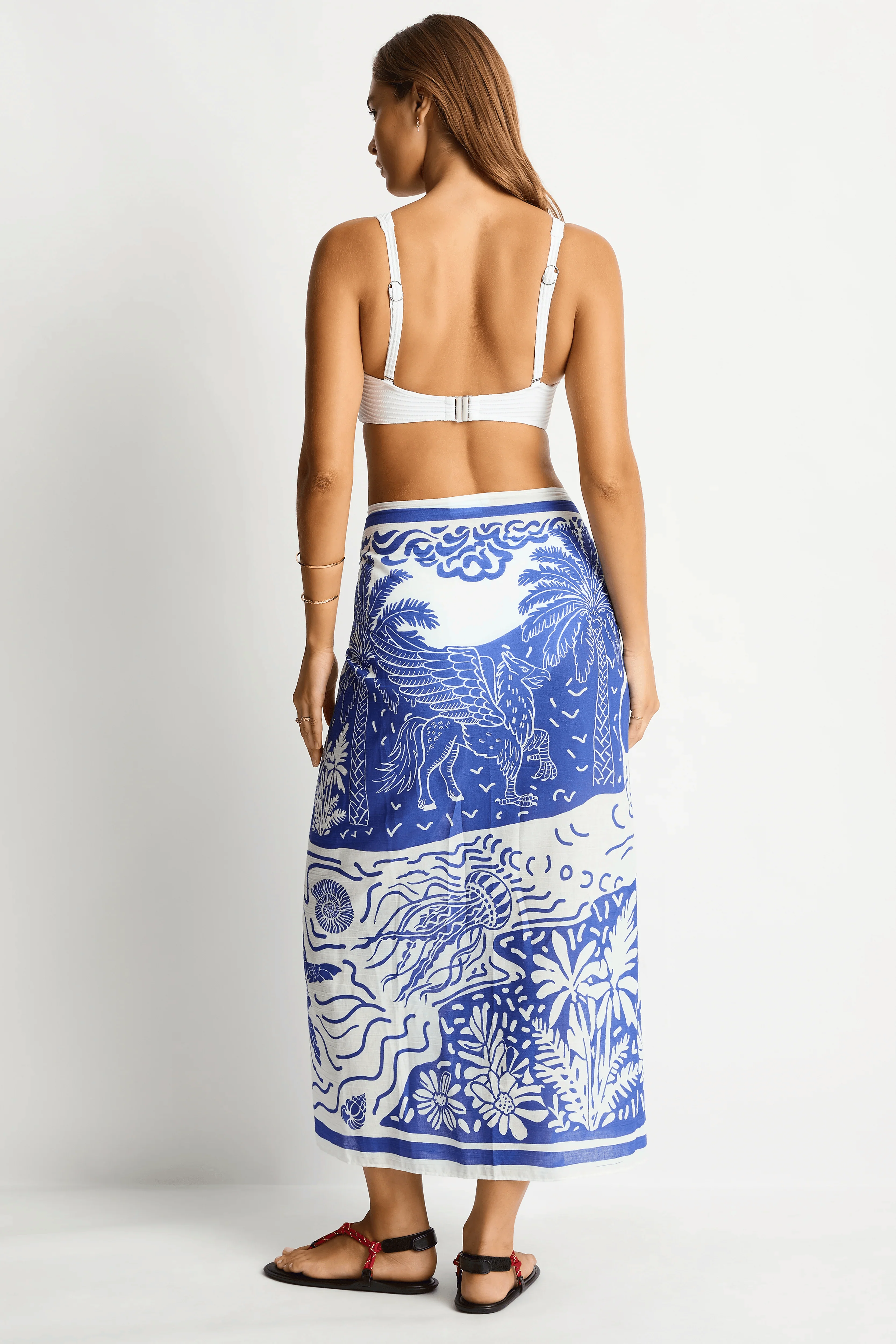 Sea Level Jungle Lino Sarong -Blue - Image 2