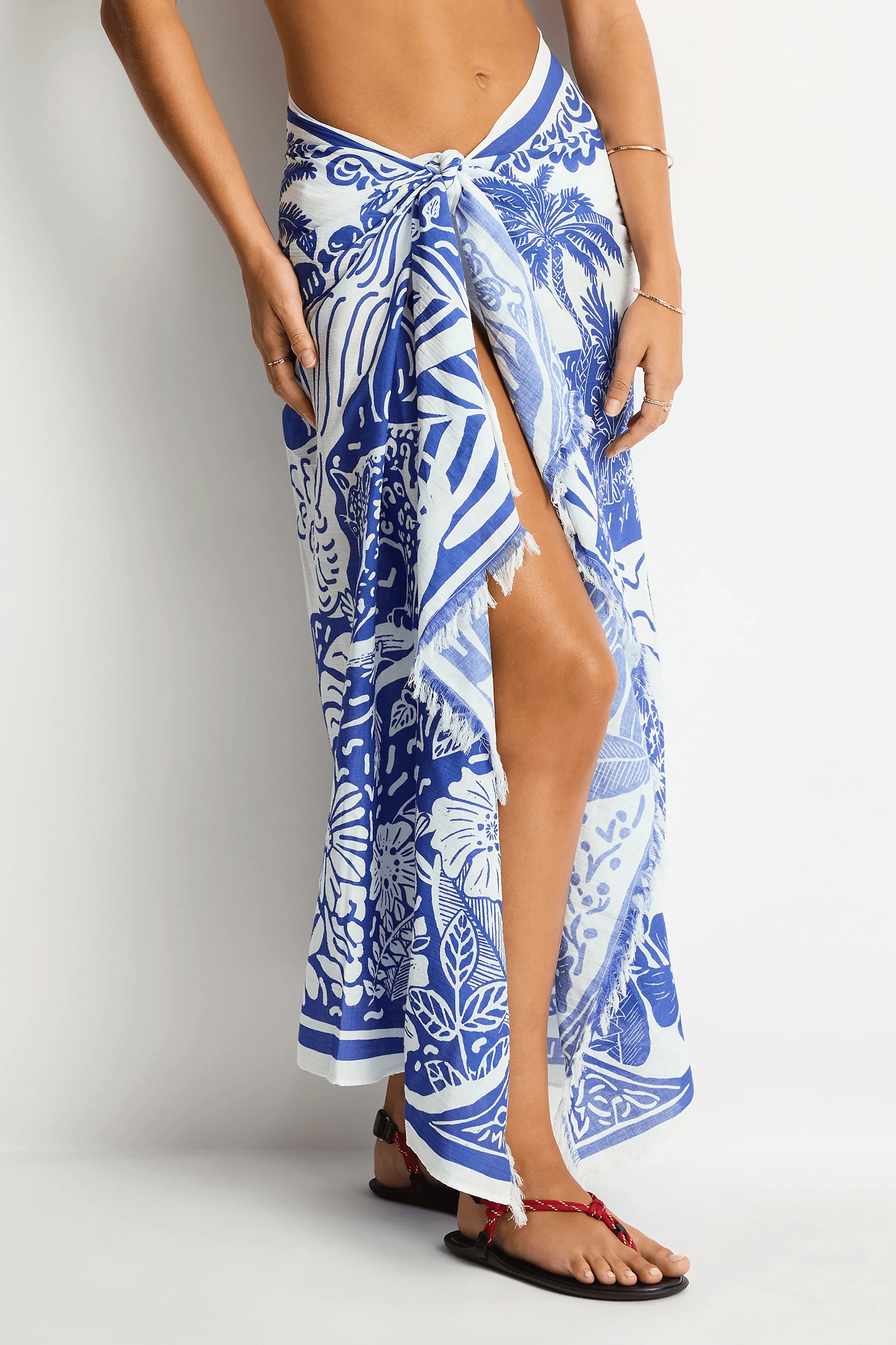 Sea Level Jungle Lino Sarong -Blue - Image 3