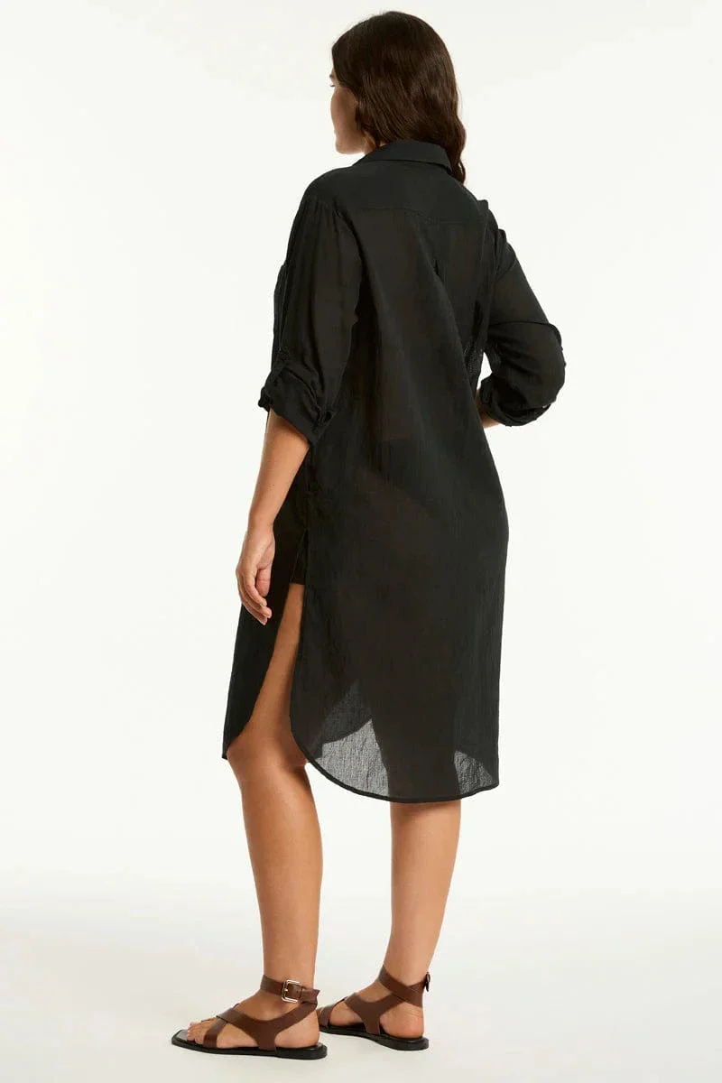 Sea Level Salt Long Cover Up - Black - Image 2
