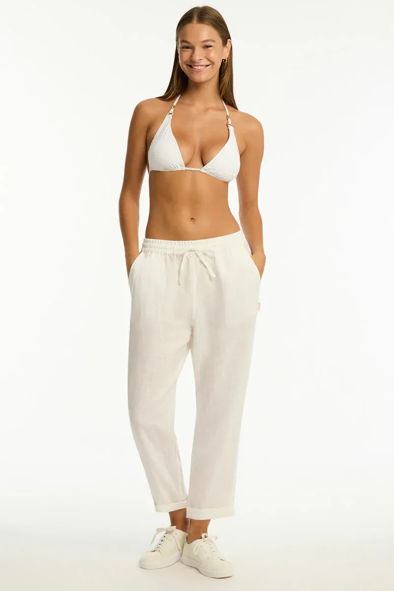 Sea Level Shore Linen Beachcomber Pant - White