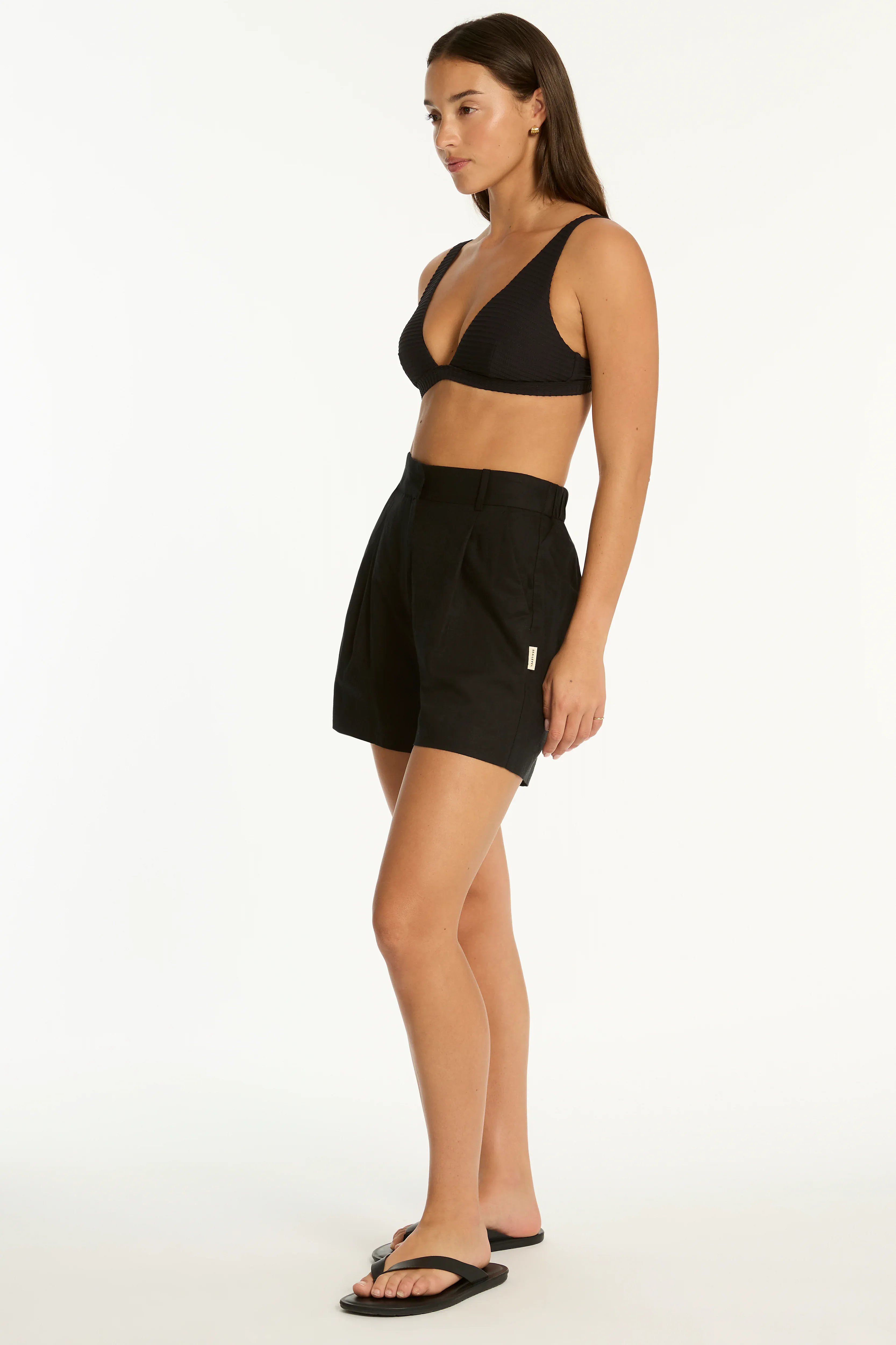 Sea Level Shore Linen Boat Short - Black - Image 3