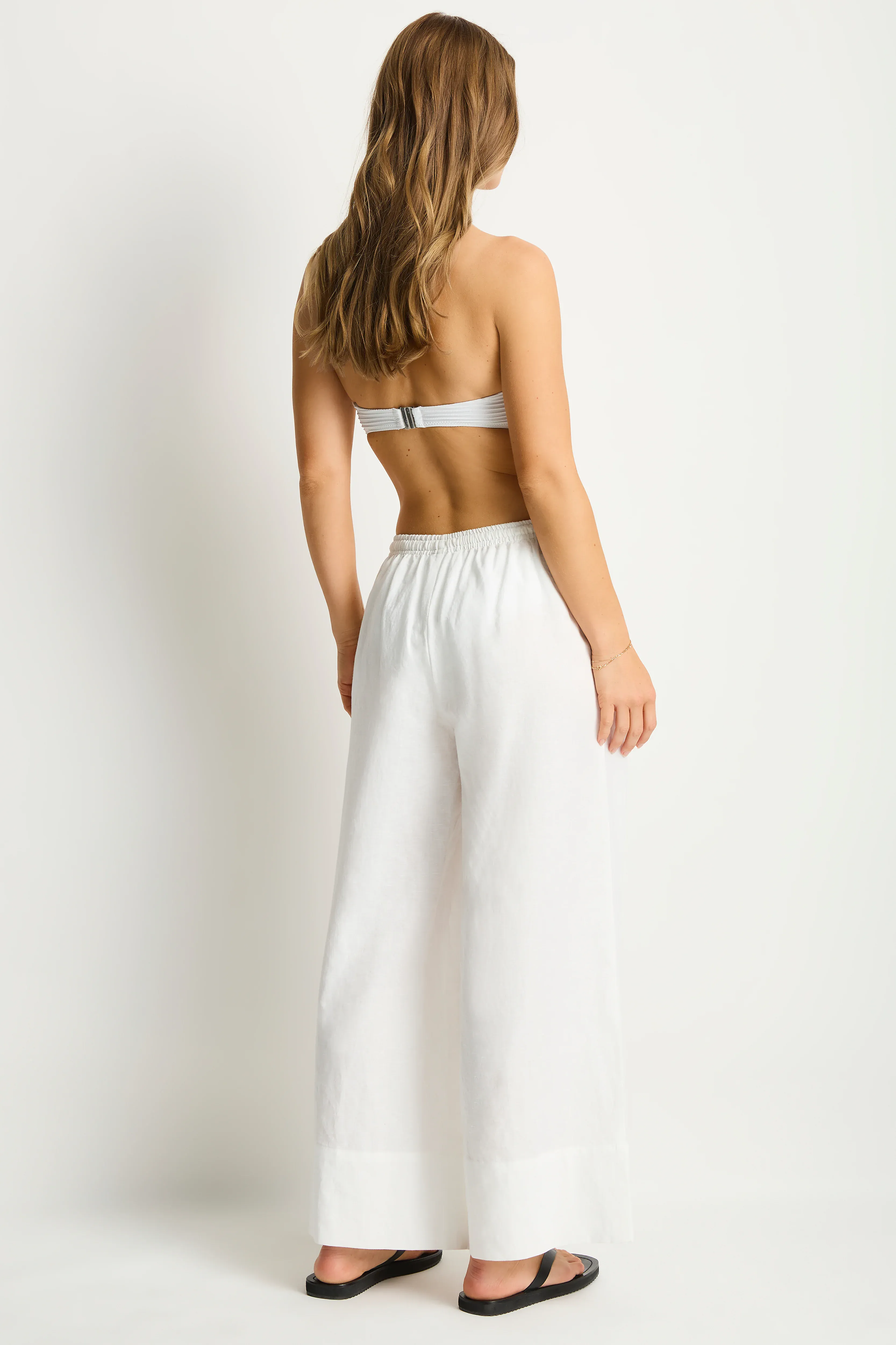 Sea Level Shore Linen Palazzo Pant - White - Image 2