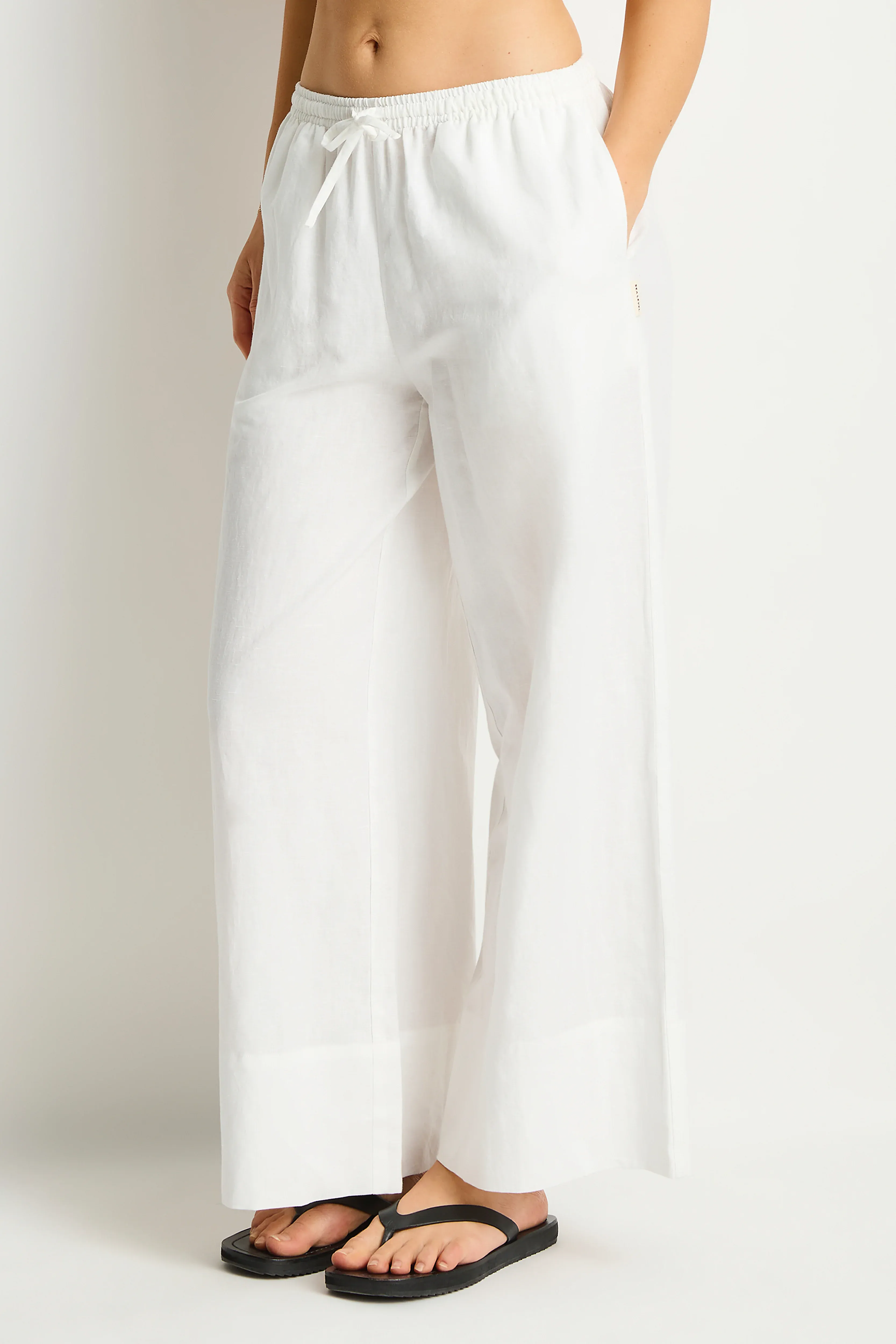 Sea Level Shore Linen Palazzo Pant - White - Image 3