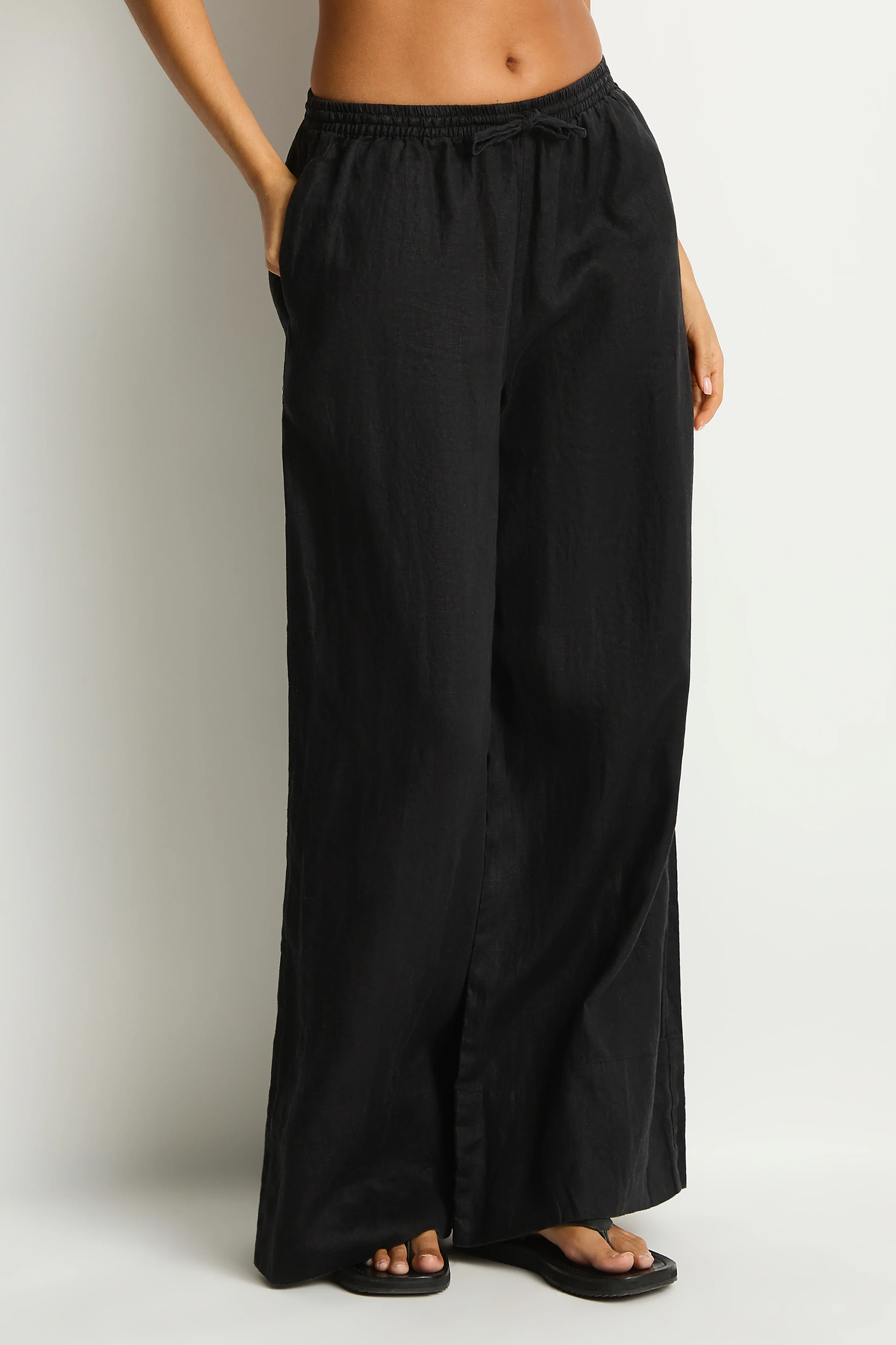 Sea Level Shore Linen Palazzo Pant - Black - Image 4