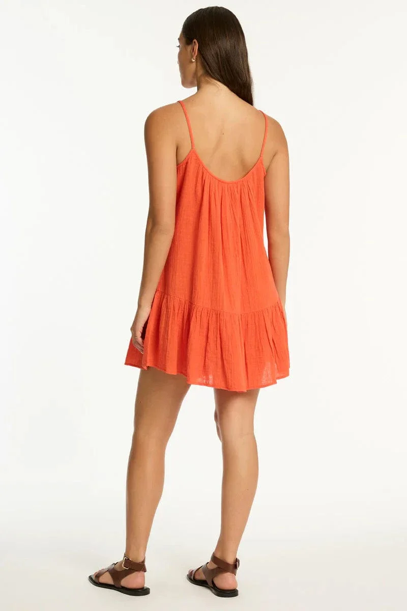 Sea Level Sunset Short Sundress - Flame - Image 3