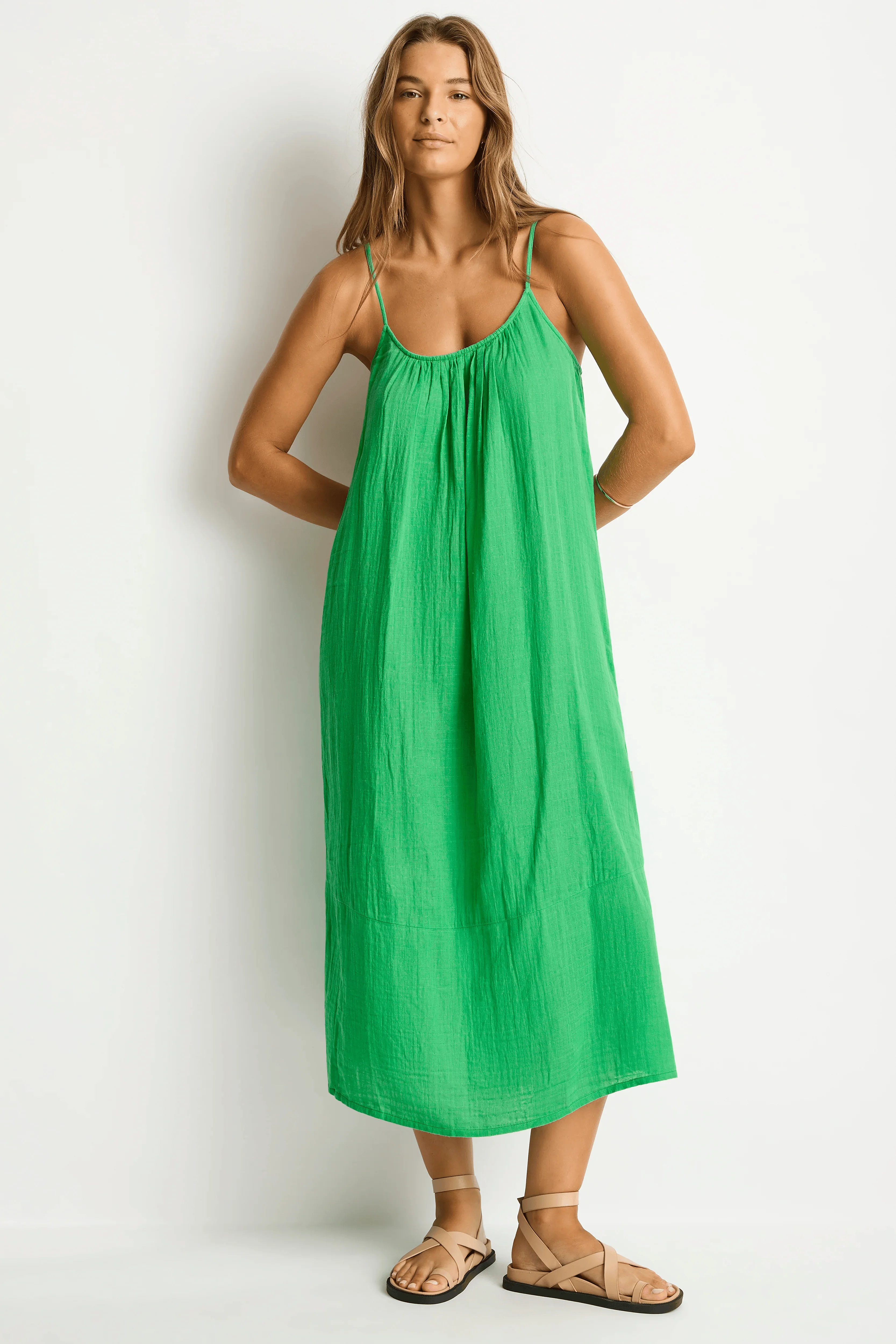 Sea Level Sunset Tie Back Sundress  - Kelly Green