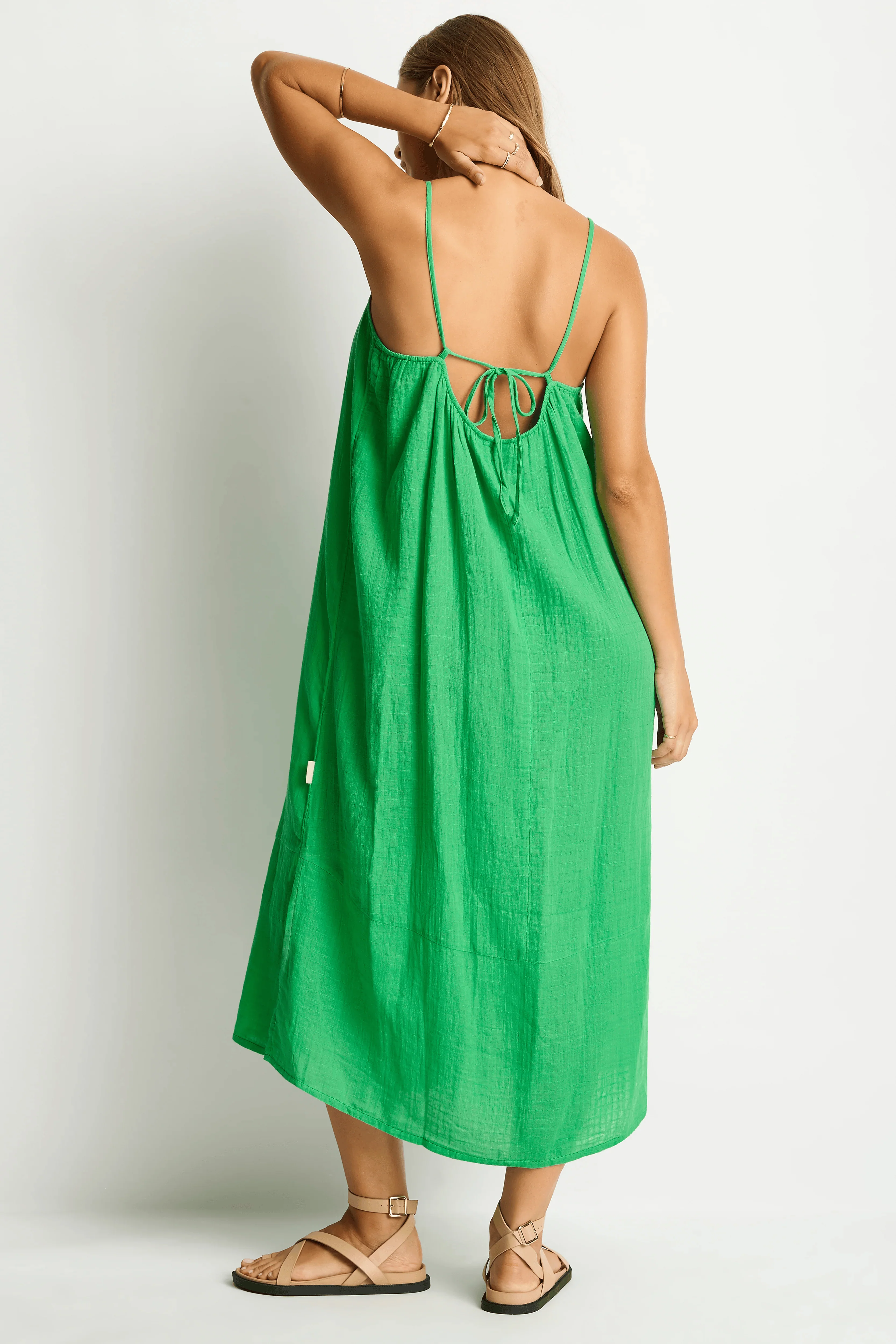 Sea Level Sunset Tie Back Sundress  - Kelly Green - Image 2