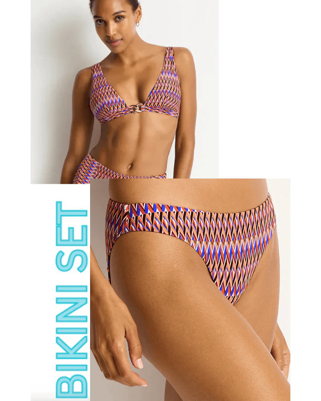 Sea Level Tessera Chain Link Longline Tri Top & Sporty Mid Pant - Blue