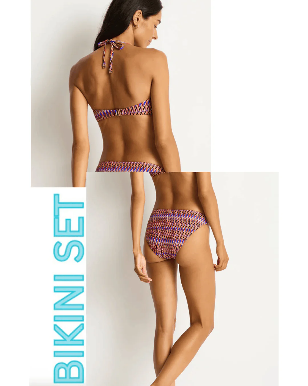 Sea Level Tessera U Bar Bandeau & Sporty Mid Pant - Blue - Image 2