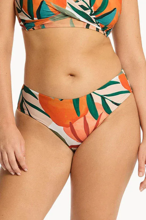 Sea Level Tropaluxe Chain Link Longline Tri Top & Mid Bikini Pant Bikini Set - Khaki - Image 3