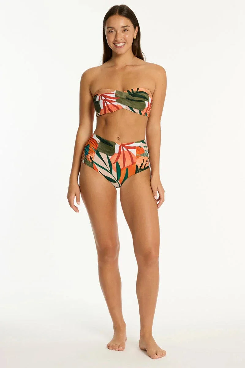 Sea Level Tropaluxe High Waist Gathered Side Pant - Khaki - Image 3