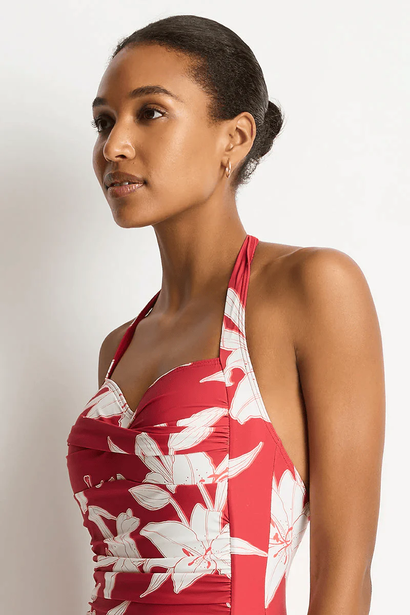 Sea Level Veridian Twist Front Halter Multifit One Piece - Ruby - Image 3